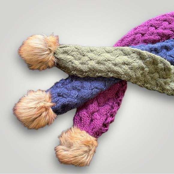 Bundle/3 Scarves Scarf Pom Pom Lot/3 - Picture 6 of 16